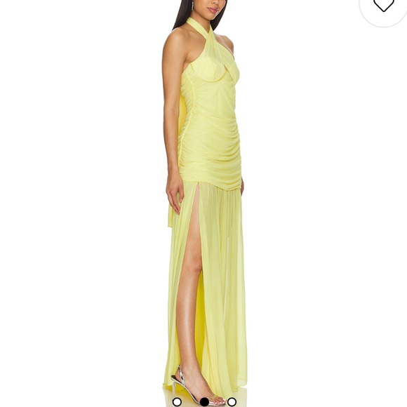 Retrofete Maisie Halterneck Dress in Butter Yellow - Picture 3 of 10